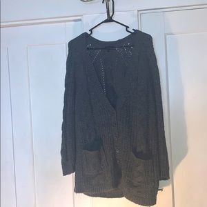 Torrid gray chunky cardigan cable knit sweater